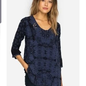 Johnny Was Christina Georgette Embroidered Blouse